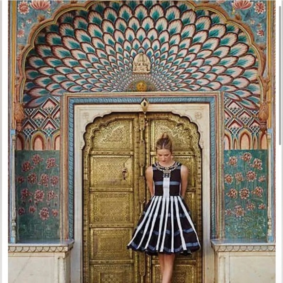 Anthropologie Maeve Women’s Brown Beaded Pleat Plaid Fit Flare Knee Length Dress - Picture 3 of 14